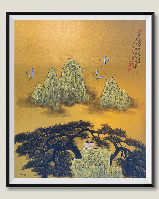 鹤鸣金山意有禅 Crane Calls at Golden Mountain, a Hint of Zen -  散子 Sanzi