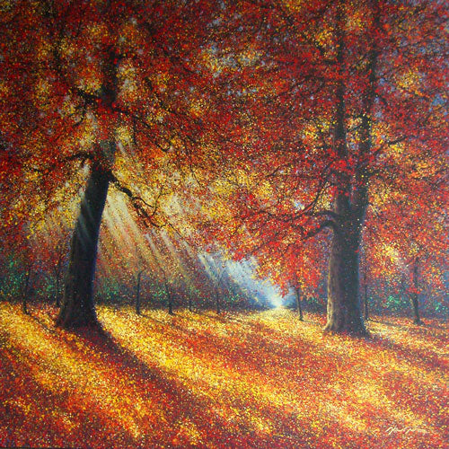 The Season of Love - Autumn Trail - Oil & Acrylic on Canvas by Narate Kathong