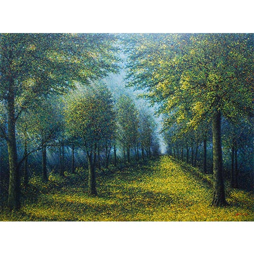 The Season of Love - Beautiful Green - Oil & Acrylic on Canvas by Narate Kathong