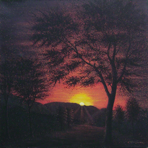 The Season of Love - Beautiful Sunset - Oil & Acrylic on Canvas by Narate Kathong