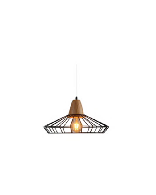Natural Wooden Brass Cage Lamp
