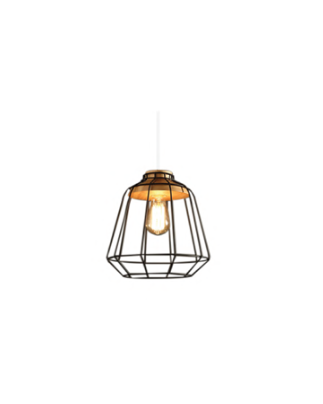 Natural Wooden Brass Cage Lamp